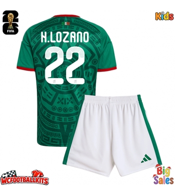 Mexico Hirving Lozano #22 Replica Home Stadium Kit for Kids World Cup 2026 Short Sleeve (+ pants)